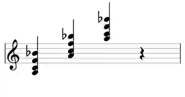 Sheet music of A mb6b9 in three octaves